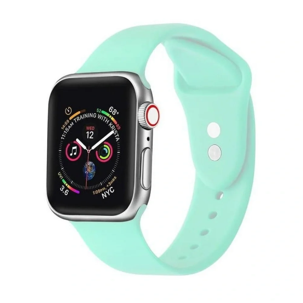 Posh Tech Mint Silicone Band with Pins for Apple Watch Series 1-7 Size 42mm-49mm